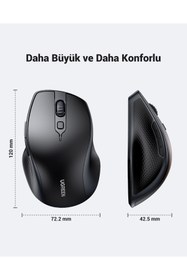 Resim Ugreen Ergonomik Sessiz Çift Modlu Bluetooth & Wireless Kablosuz Mouse, Siyah, 90395 
