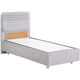 Resim Mila İkili Set, Mila Tek Kişilik Baza Başlık Seti - Açık Gri 90x200 