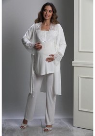 Resim Birolgaye 3018 Hamile Lohusa 3 Lü Pijama Sabahlık Tk 001 