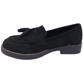 Resim Zerhan 2403 Kadın Siyah Süet Günlük Kullanım Loafer Ayakkabı Siyah 