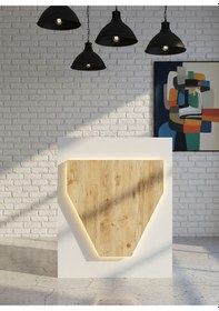 Resim Resital Ledli Karşılama Bankosu G-90 Cm Ofis Kasa Resepsiyon Masası Banko-001-1-6 