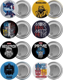 Resim Transformers Çanta Rozeti Seti 8 Adet En Büyük Boy 5.8cm İğneli B 