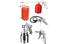 Resim Max Extra Voylet 5 Parça Havalı Alet Seti Boya Tabancası ve Sprel Hava Hortumları Jaklı Full Set Max-Extra Voylet 5 