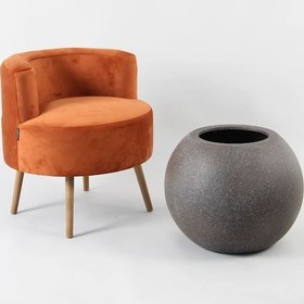 Resim Büyük Boy Fiber Saksı Küre Model Beton Pütür Efekt Kahve 