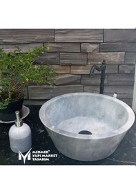 Resim Gri Mermer V Model Lavabo 