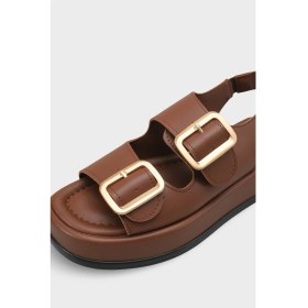 Resim Capone Outfitters Denice Dolgu Topuklu Çift Bantlı Tokalı Kadın Sandalet 