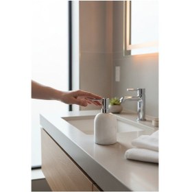Resim Akayev Mermer Beyaz Gümüş Banyo, Mutfak Sıvı Sabunluk Beyaz 