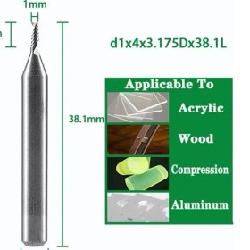 Resim 2Liyao D1X4X3.175DX38.1L Spiral Uçlu Değirmen 3.175/4/5/6/8MM Shank Tek Flüt Freze Kesiciler 3D Cnc Freze Ucu Gravür Kesim Akrilik Ahşap Alüminyum (Yurt Dışından) 