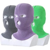 Resim Kış Kayak Maskesi Yetişkin Balaklava Üç Delikli Şapka Polar Örme Kış Şapkası Rüzgar Geçirmez Yüz Örgü Balaklava Qd Diğer 