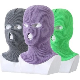 Resim Kış Kayak Maskesi Yetişkin Balaklava Üç Delikli Şapka Polar Örme Kış Şapkası Rüzgar Geçirmez Yüz Örgü Balaklava Qd Diğer 