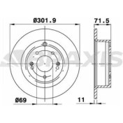 Resim Braxis AD1025 Arka Fren Disk Aynası Hyundai Santa Fe 2006- 302 11 9.4 69 71.4 584112B000 