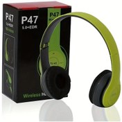 Resim Yeşil Stereo P47 Kulaklık 5.0 Bluetooth Kulaklık Katlanır Serisi Kablosuz Spor Oyun Kulaklığı İphone Xiaomi İçin 