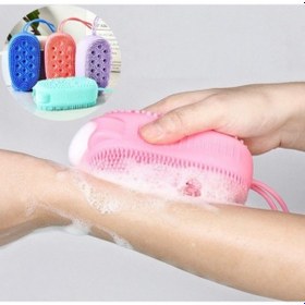 Resim Süngerli Silikon Duş Fırçası Peeling Banyo Silikon Kese 