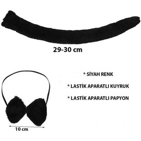 Resim Peluş Siyah Renk Kuyruk Ve Papyon Yetişkin Ilkeshop - 33 Çocuk Uyumlu 