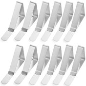 Resim Jeehugo 12 Adet Paslanmaz Çelik Masa Örtüsü Klipsi - Dış Mekan Piknik Masa Örtüsü Sabitleyici, Dayanıklı Ve Paslanmaz, Kolay Kullanıma Uygun Gümüş 