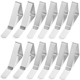 Resim Jeehugo 12 Adet Paslanmaz Çelik Masa Örtüsü Klipsi - Dış Mekan Piknik Masa Örtüsü Sabitleyici, Dayanıklı Ve Paslanmaz, Kolay Kullanıma Uygun Gümüş 