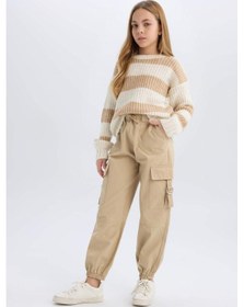 Resim DeFacto Kız Çocuk Paraşüt Kargo Jogger Paça Pamuklu Pantolon D7608A825SPBG739 Bej 