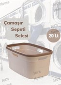 Resim Jet's Home Çamaşır Selesi Dayanıklı Çamaşır Sepeti Krem Bej 20 Litre 