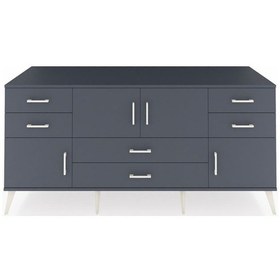Resim Kronos Konsol Tek Raflı 6 Çekmeceli 4 Kapaklı 176x59x83 Antrasit-antrasit/antrasit Antrasit/antrasit 