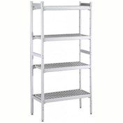 Resim Professional Düz Etejer Seti, Aluminyum Ayaklı, 4 Raflı, Her Raf Demonte Polietilen Tabletlerden Oluşur, Tabletler Bulaşık Makinesinde Yıkanabilir - 475x1394 Mm, H=1700 Mm BLS1394 