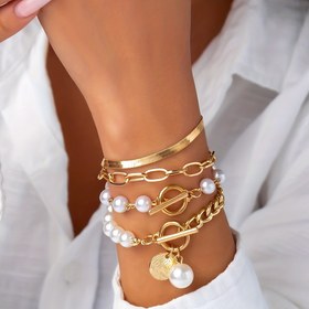 Resim 4 Parça Altın Tonlu Katmanlı Boncuk Bileklik Seti - Kadınlar İçin İnterlok Zincir ve Charm Bilezikler, Günlük Giyim için Multi-Katlanabilir Takılar, Çekici Boho Aksesuarlar (Bakım Gerektirmez), Kadınlar İçin Bilezikler, Kadınlar İçin Bileklik, Kadınlar İçin Bilezikler, Kadınlar için el bilekliği, Kadınlar İçin Tatil Takıları, Kadınlar İçin Kadın Bilezikleri, Kadınlar için yığma bilezikler, Kadınlar için büyüleyici kolyeler, Bilezikl Kadınlar için bilezikler, 