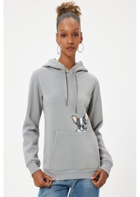 Resim Koton Oversize Kapüşonlu Sweatshirt Kanguru Cep Detaylı Köpek Baskılı Şardonlu 001 
