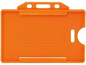 Resim Sarff Turuncu Sert Plastik Yaka Kartı Kabı - 50’li Paket (Yatay Tip) 