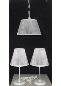 Resim Beyaz 3 Lü Yatak Odası Avize Abajur Seti 