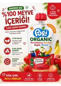 Resim Organic %100 Organik Meyve Püresi Çilek Muz Elma 100 G İlave Şekersiz 