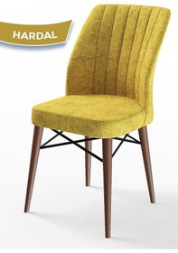 Resim Canisa Flex Serisi, Üst Kalite Mutfak Sandalyesi, 6 Adet Hardal Sandalye, Gürgen Ceviz Ahşap Ayak Sandalye Hardal Ayaklar Ceviz 