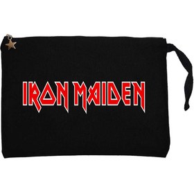 Resim Iron maiden Red Text Siyah Clutch Astarlı Cüzdan / El Çantası - Siyah 