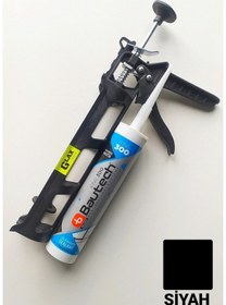 Resim Glax Tools Siyah Silikonize Mastik / Çekomastik 500 Gr. + Silikon Tabancası 