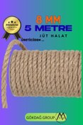 Resim GÖKDAĞ GROUP 8 MM 5 Metre Jüt Halat Dekoratif Hasır İp 