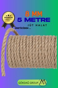 Resim GÖKDAĞ GROUP 8 MM 5 Metre Jüt Halat Dekoratif Hasır İp 