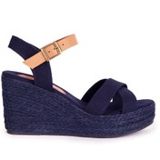Resim Elile Shoes Yüksek Kalite Doğal Keten Topuklu Kadın Sandalet 33-34-35-41-42-43-44 Numara 