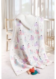 Resim Fluffy Bebek Battaniyesi 80x100 Cm Elephant Kundak Puset Çift Taraflı Koyun Tüyü Battaniye 