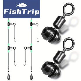 Resim 50 adet FISHTRIP Ağır Hizmet Tipi Paslanmaz Çelik 3 Yönlü Çapraz Hat Döner - 360° Dönen T-Döner, Alt Balıkçılığı İçin, Karışıklık ve Bükülmeleri Önler, Düşük Görünürlük Siyah Nikel Kaplama - Tekne ve Kıyı Balıkçılığı Tutkunları İçin İdeal 