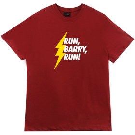 Resim fame-stoned Unisex Kırmızı Run Barry Run T-Shirt 