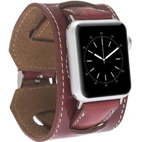 Resim Bouletta iOS Uyumlu Watch Deri Kordon 38-40-41Mm Cuff Kırmızı 