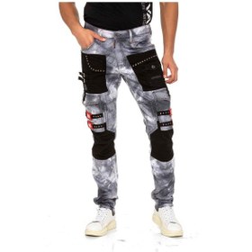 Resim CD805 Parçalı Kargo Cep Batik Renk Jeans Gri 
