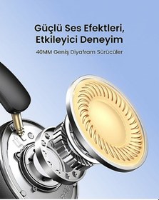 Resim UGREEN HiTune Max2 Yapay Zeka Destekli Gürültü Engelleyici Kablosuz Kulak Üstü Kulaklık, 80 Saat Çalma Süresi, Beyaz, 45017 