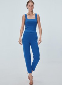 Resim Beli Kordonlu Cepli Mavi Pantolon 