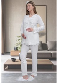 Resim Mecit Pijama Mecit Ekru 1501 Hamile Lohusa Pijama Takımı 