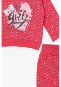 Resim Breeze Kız Bebek Eşofman Takımı Puantiyeli Simli Baskılı 6 Ay-2 Yaş, Mercan 