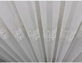 Resim Nivemeshome Altın Dokulu Dsn:2503 V-117 Premium Nakışlı 1/3 Sık Pileli Tül Perde Apm,Beyaz 100 X 260 