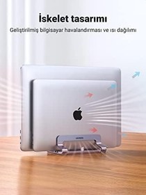 Resim UGREEN Masa için Dikey Dizüstü Bilgisayar Standı Çift Yuvalı Dizüstü Bilgisayar Standı Tutucu Ayarlanabilir Dock Alüminyum Masaüstü Standı MacBook Air Pro, Microsoft Surface Laptop 4, LG Gram 17 ile 