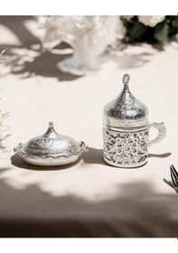 Resim Nia Zamak Damat Kahve Fincanı Ve Lokumluk Gümüş Gümüş 