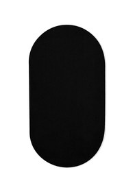 Resim Balat Halı Elips Yumuşak Kaymaz Taban Siyah Peluş Halı Yolluk 