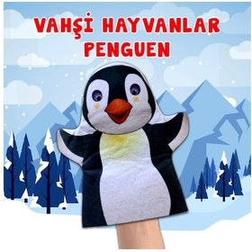 Resim Tox Penguen Vahşi Hayvanlar Keçe El Kukla T122 . Eğitici Oyuncak 