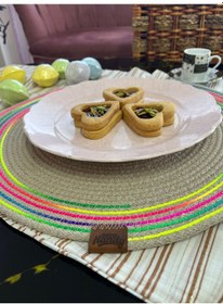 Resim River World 39 Cm'lik Supla Amerikan Servis Jüt Örme Şeritli Neon Renkli Çok Renkli 